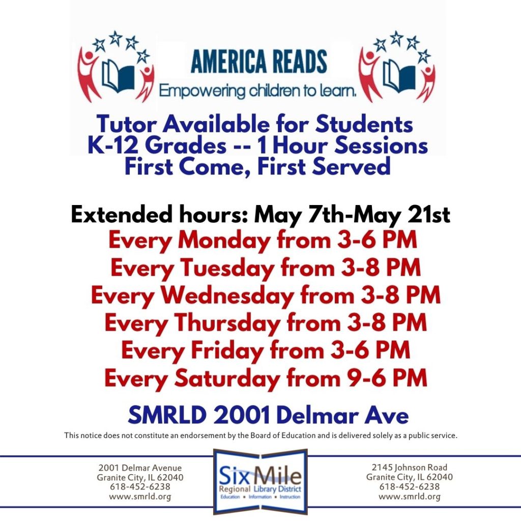 America Reads Tutor Available for Students, K12 Grade Six Mile